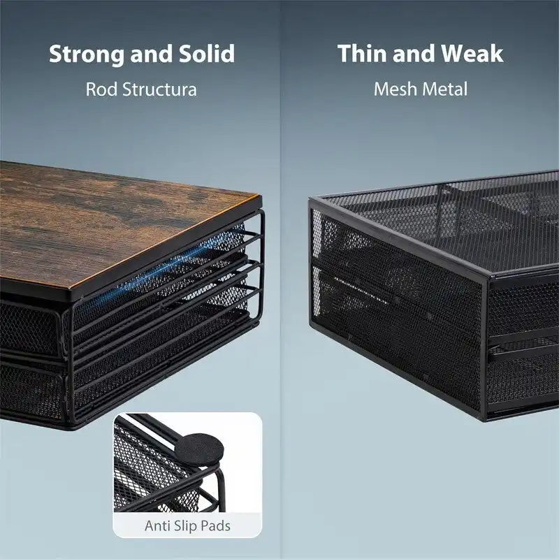 Wood Monitor Riser with Drawers