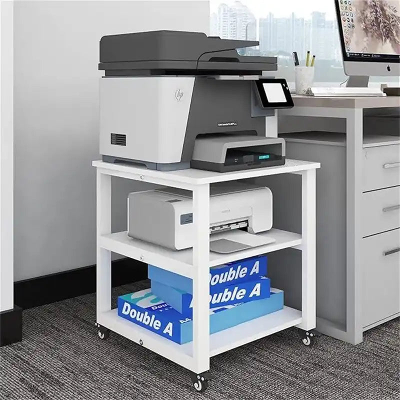 Mobile 3-Tier Rolling Printer Stand with Wheels, 150 lb Capacity, 19.7" Top for Office & Home Organization