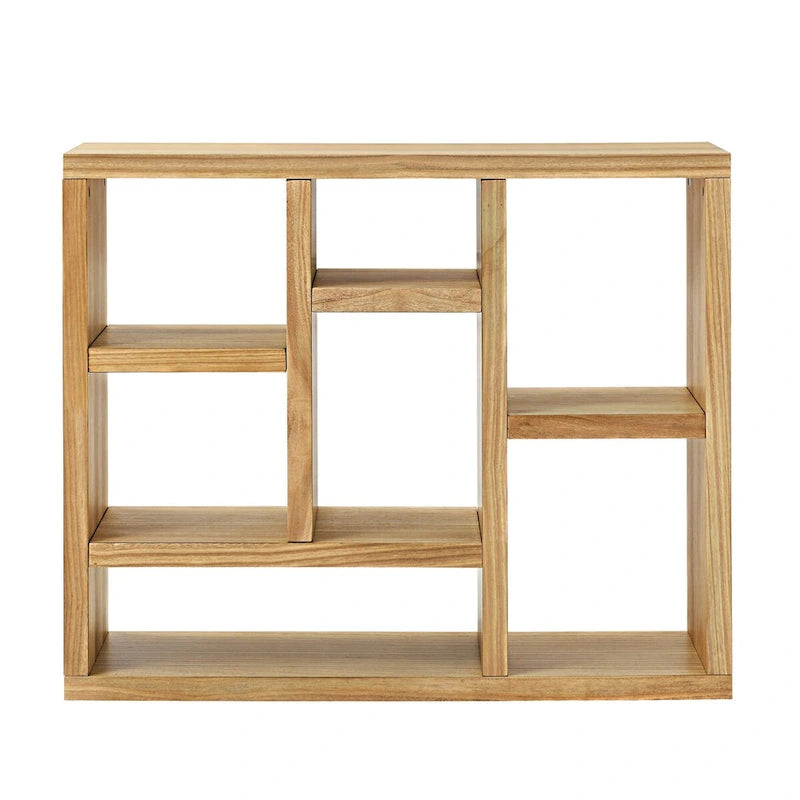 Open Wooden Open Shelf Bookcase, Freestanding Display Cabinet with 7 Cube Storage Spaces, Floor Standing Bookshelf, Entryway