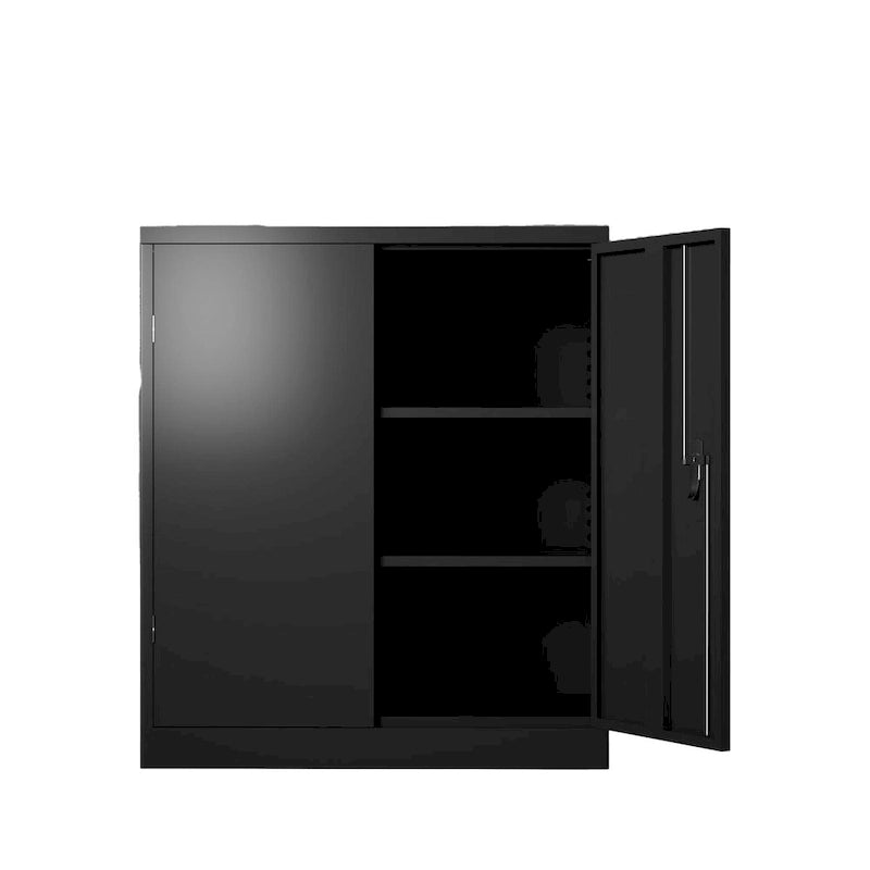Metal Storage Cabinet with 2 Doors and 2 Shelves, Lockable Design, Perfect for Office, Garage, Warehouse Storage Solutions