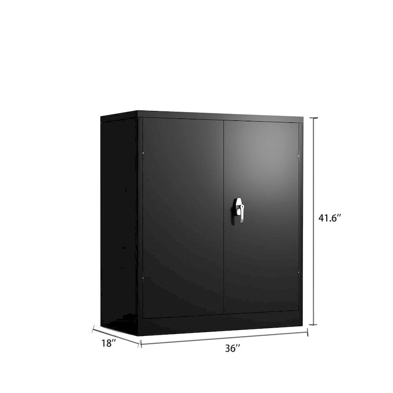 Metal Storage Cabinet with 2 Doors and 2 Shelves, Lockable Design, Perfect for Office, Garage, Warehouse Storage Solutions