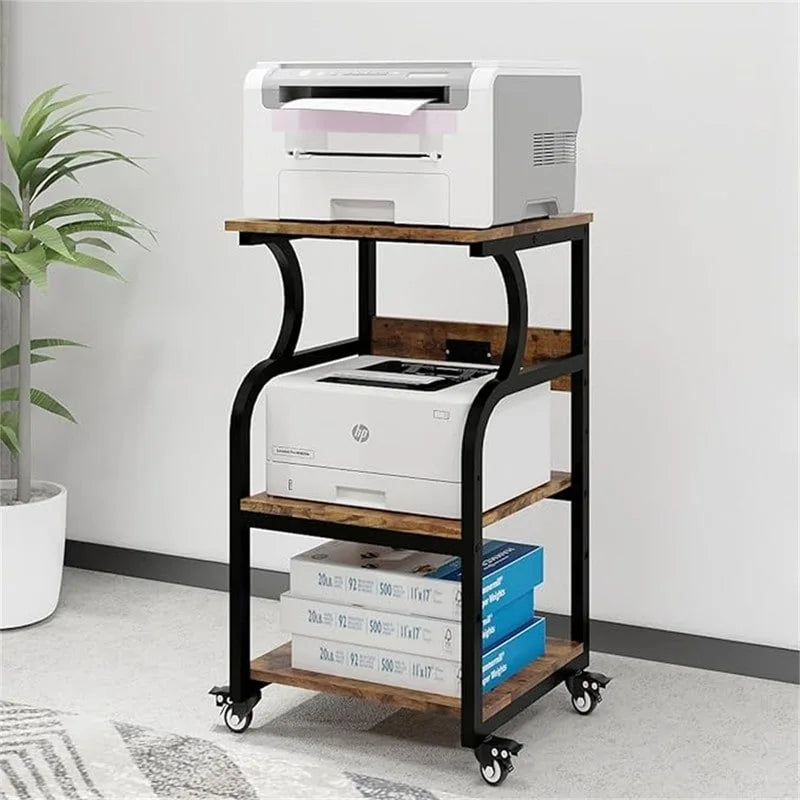 Three-tier printer stand, printer table with adjustable storage shelves.