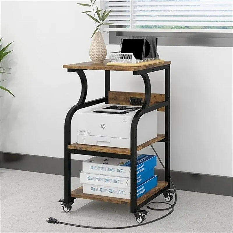 Three-tier printer stand, printer table with adjustable storage shelves.