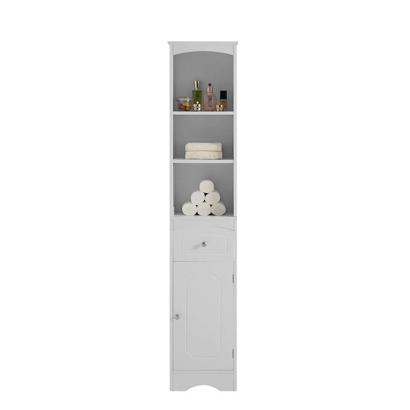 Wooden Freestanding Tall Bathroom Storage Linen Cabinet