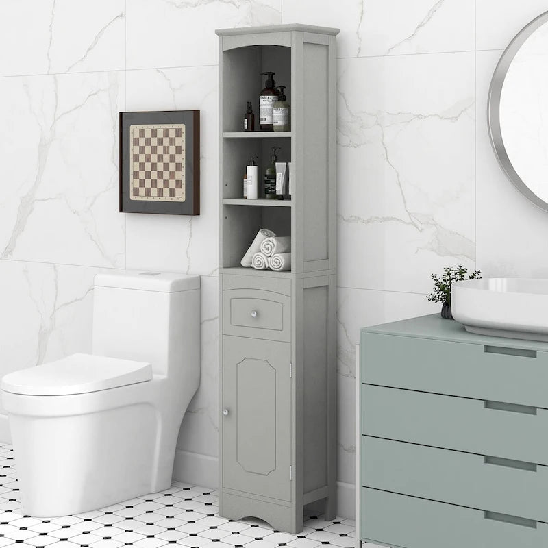Tall Bathroom Freestanding Storage Cabinet with Drawer