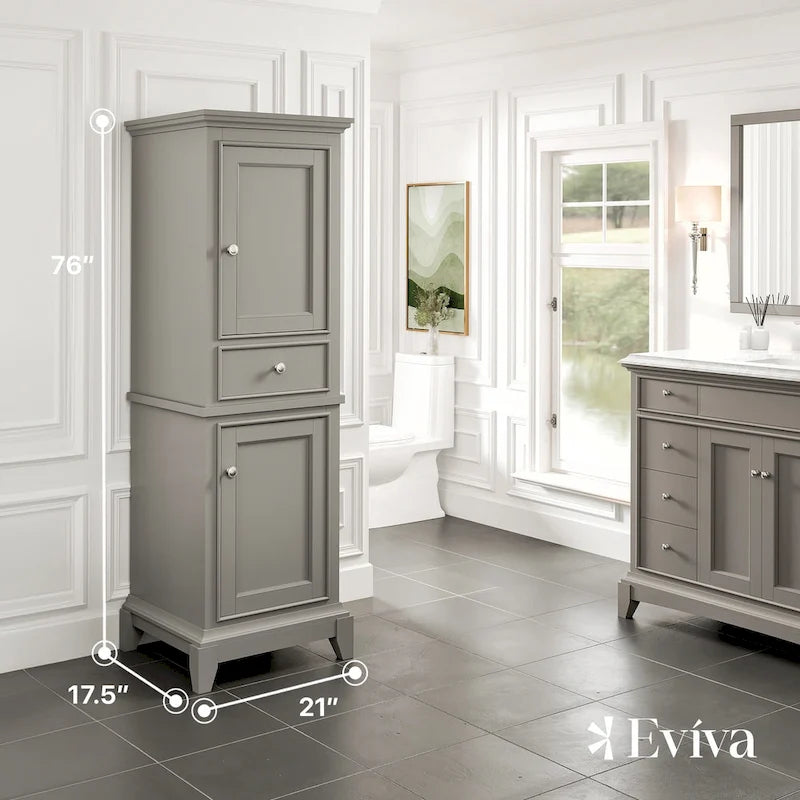 24-inch gray freestanding linen storage cabinet