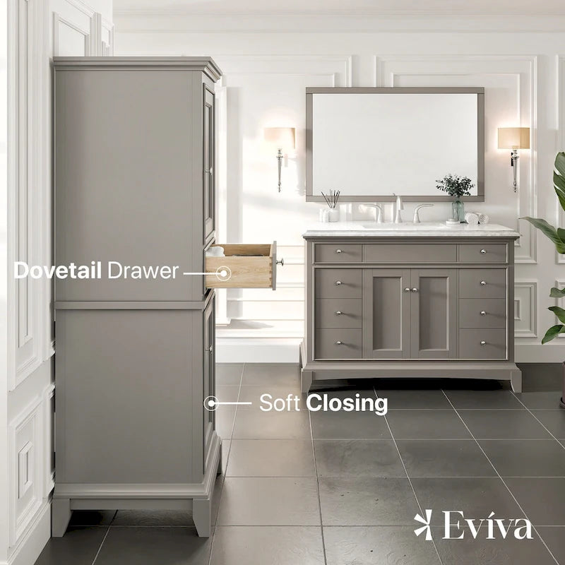 24-inch gray freestanding linen storage cabinet