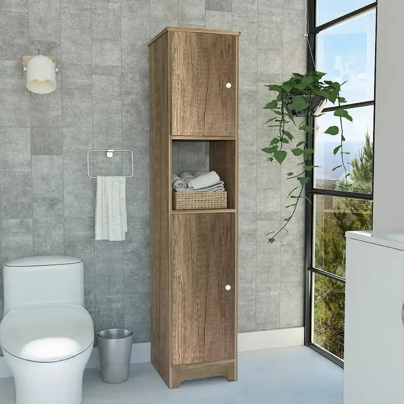 Ibis Linen Cabinet, Double Doors, Four Interior Shelves, Two Cabinets -Light Oak
