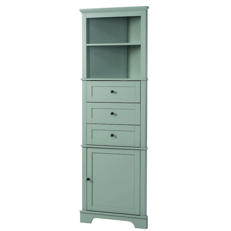 69  Tall Wood 1-door Bathroom Cabinet in Green with Adjustable Shelf