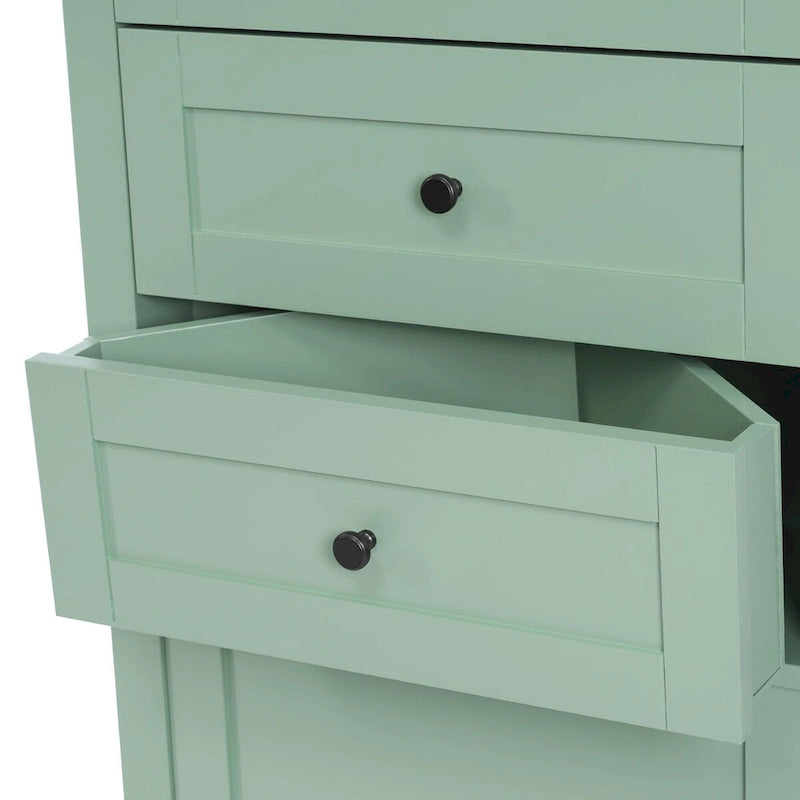 69  Tall Wood 1-door Bathroom Cabinet in Green with Adjustable Shelf
