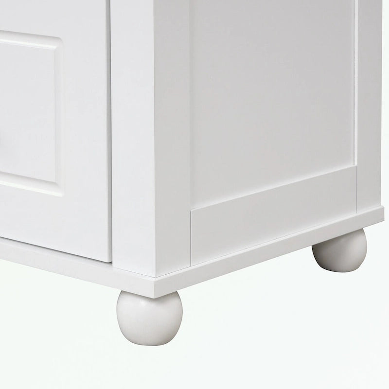 Tall Bathroom Storage Cabinet with Two Drawers and Adjustable Shelf