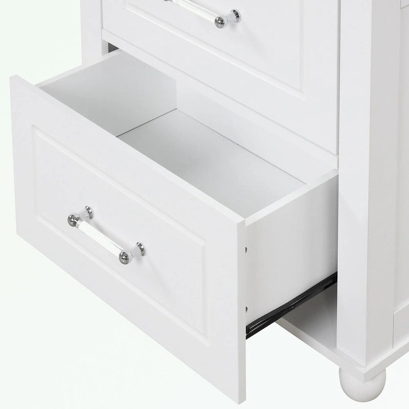 Tall Bathroom Storage Cabinet with Two Drawers and Adjustable Shelf