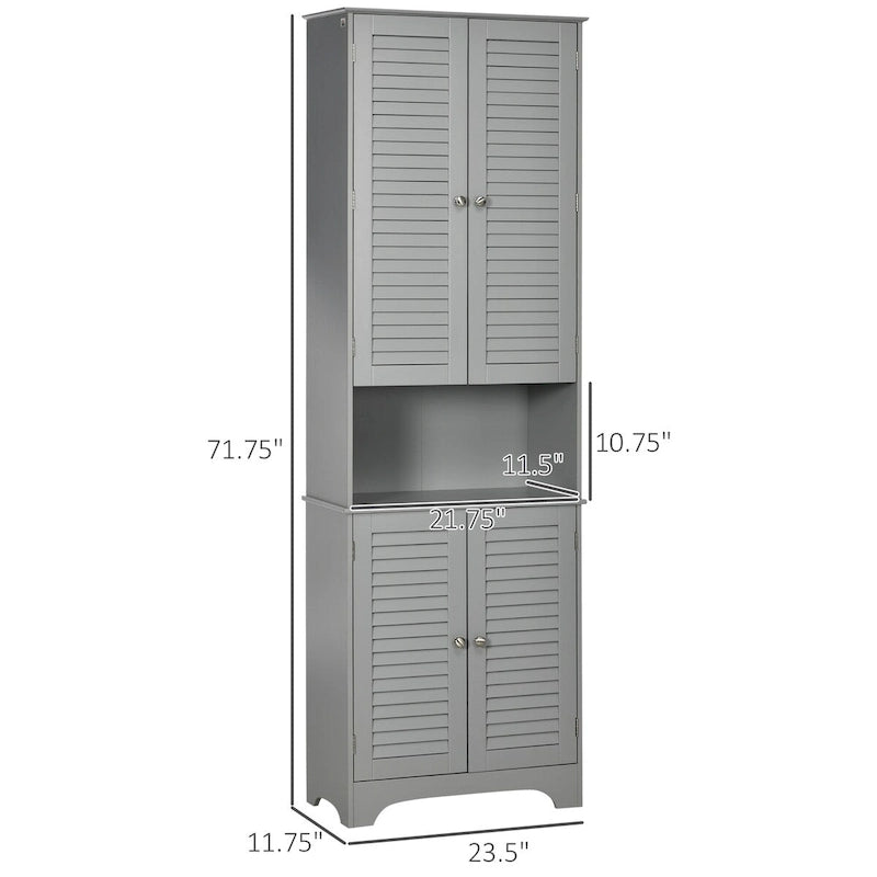 Tall Narrow Bathroom Storage Cabinet with Doors and Shelf