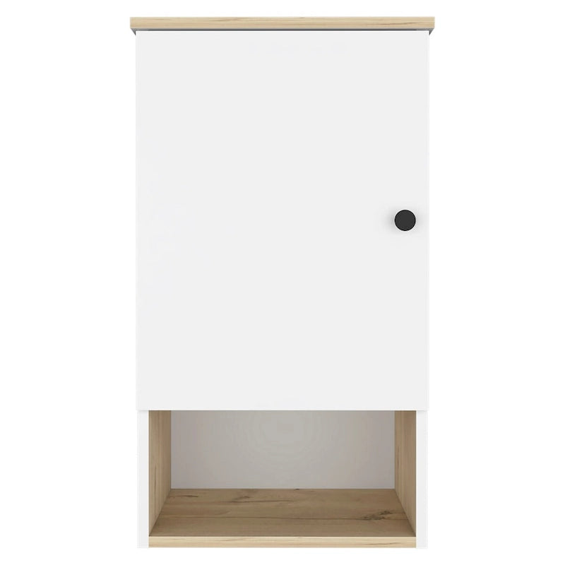 Wall Cabinet with Door, Light Oak & White, Single User
