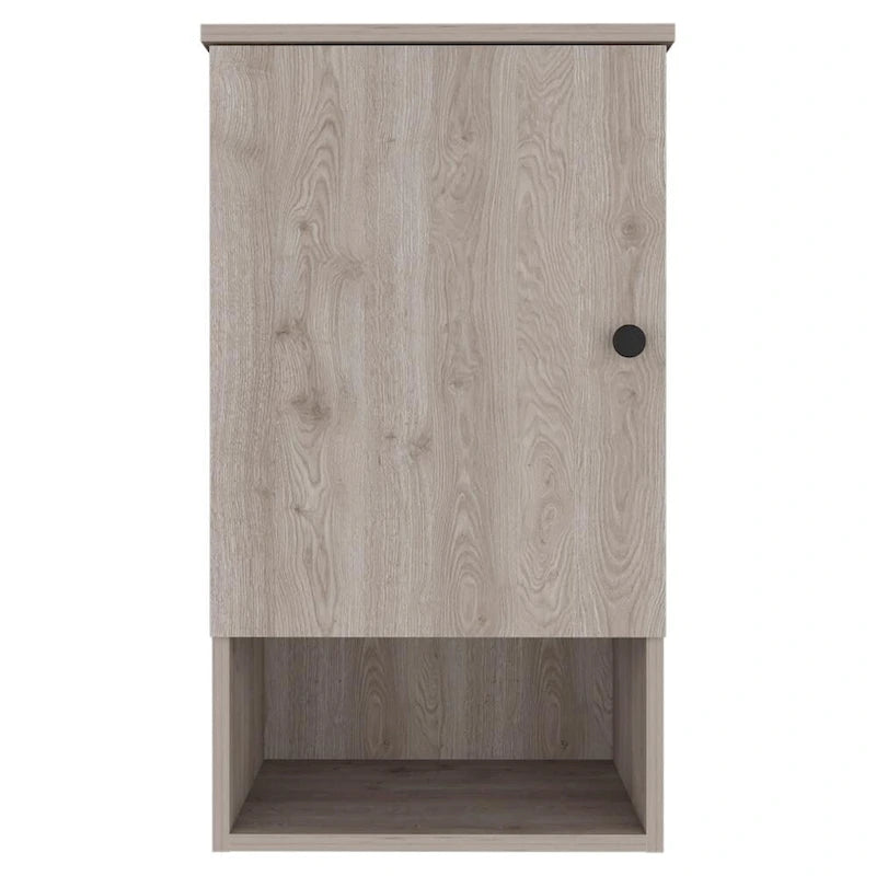 Wall Cabinet with Door, Light Oak & White, Single User
