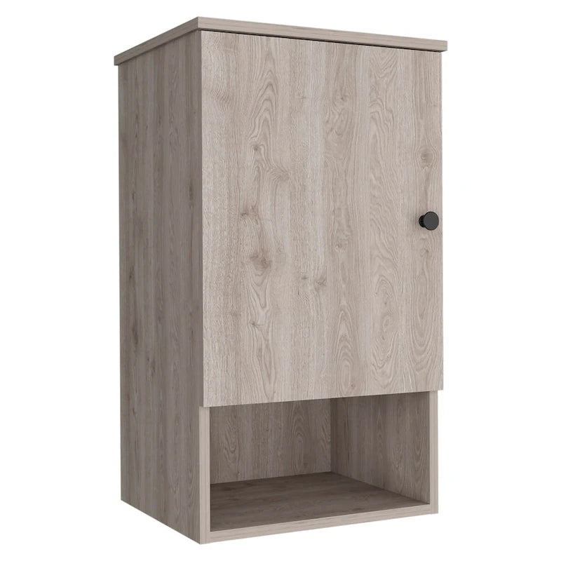 Wall Cabinet with Door, Light Oak & White, Single User