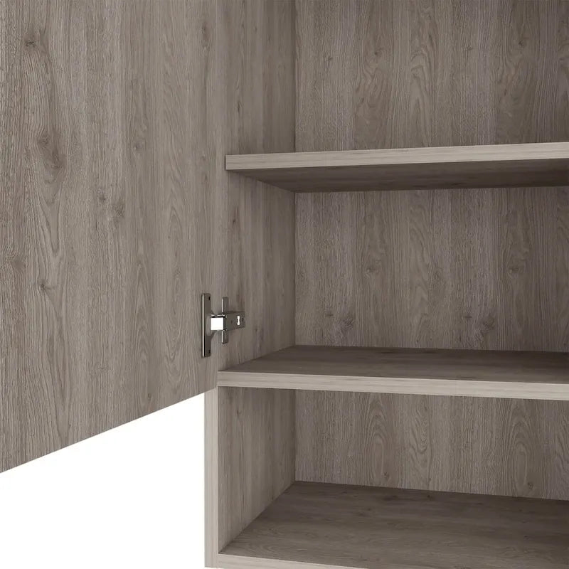 Wall Cabinet with Door, Light Oak & White, Single User