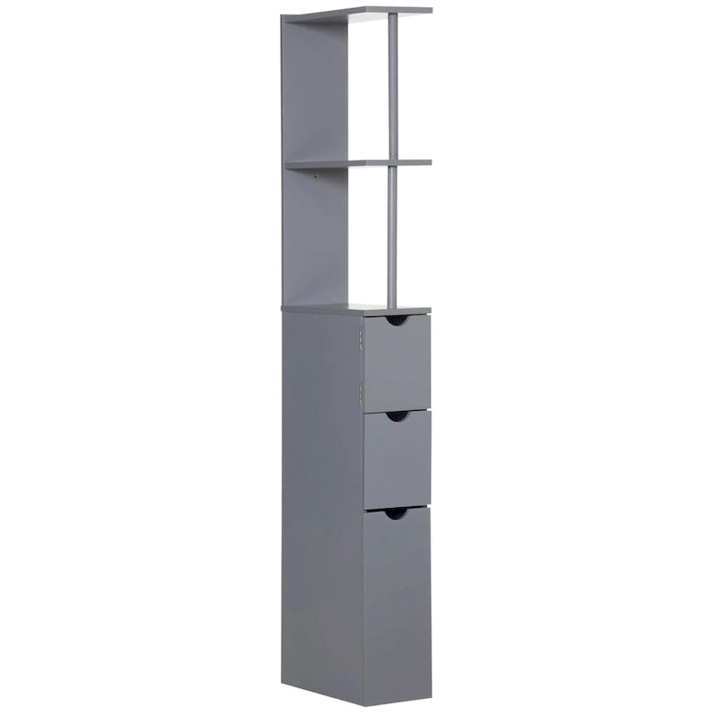 54  Tall Bathroom Storage Cabinet,Freestanding Linen Tower with 2-Tier Shelf and Drawers