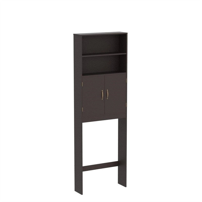 Over-The-Toilet Freestanding Storage Cabinet With Adjustable Shelves & Cupboard, 66"/71" High, 3-Height Adjustable Base
