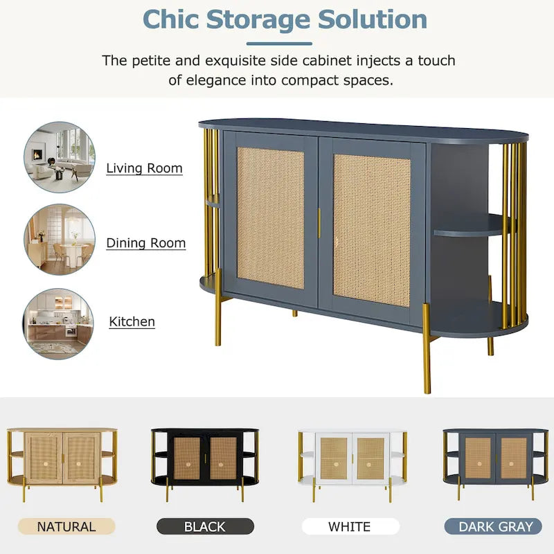 legant Curved Dining Cabinet with Gold Trim