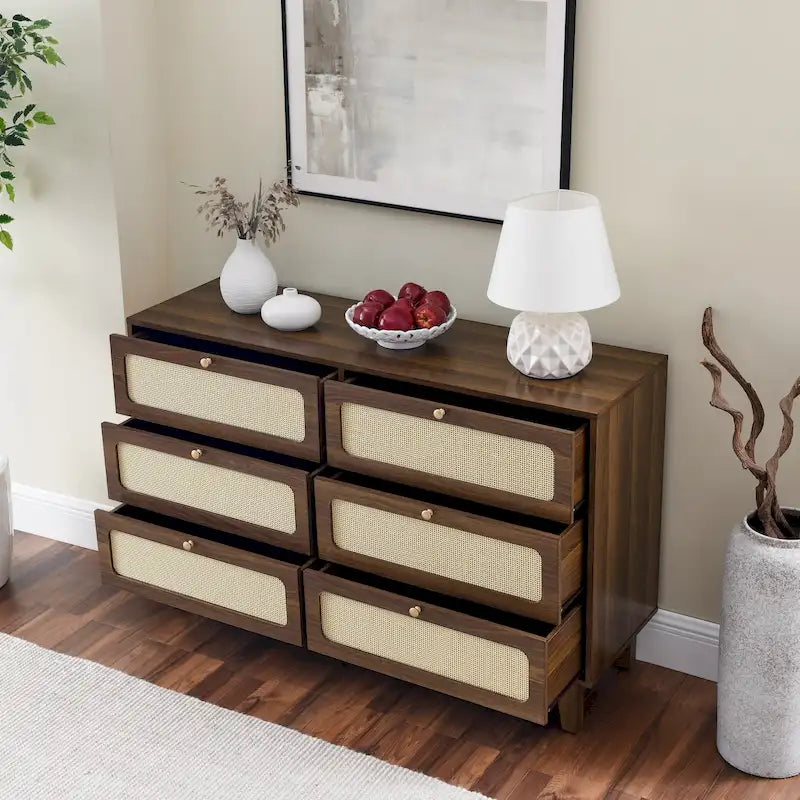 6-Drawers Rattan Storage Cabinet