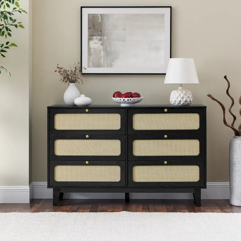 6-Drawers Rattan Storage Cabinet