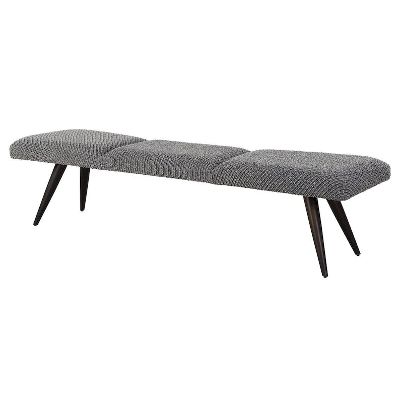 Charcoal Gray Fabric Bench - 18 Inches High X 72.5 Inches Wide X 20 Inches Deep