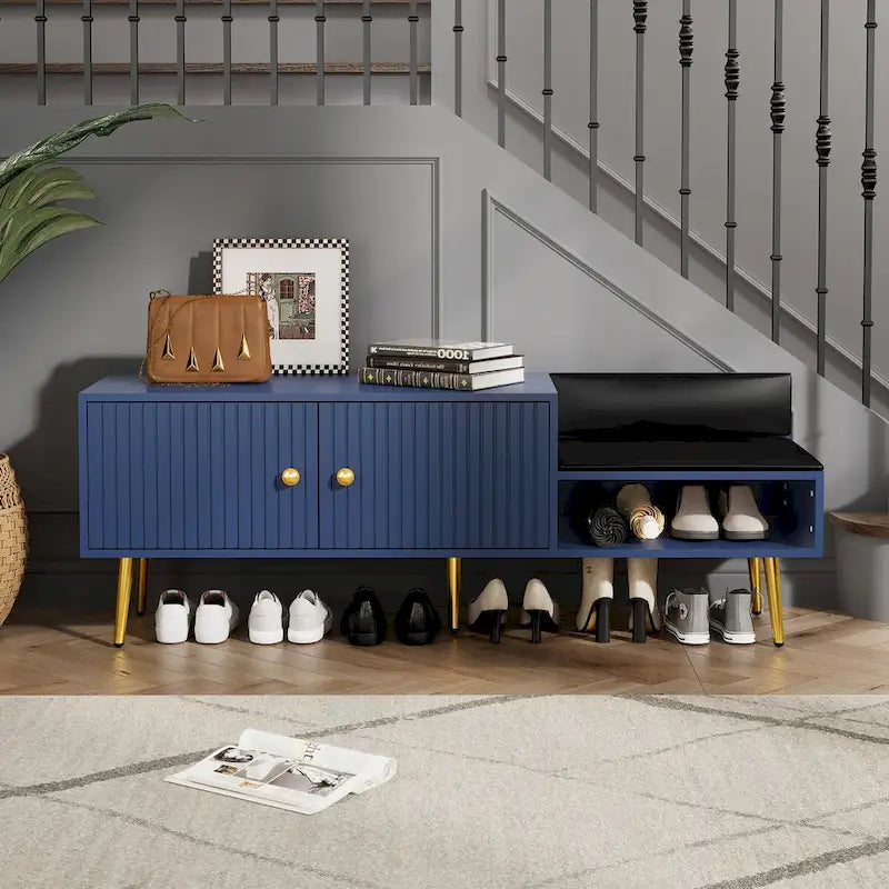 Modern Shoe Storage Bench with Hidden Storage and Upholstered Cushions for Bedside, Living Room and Entryway