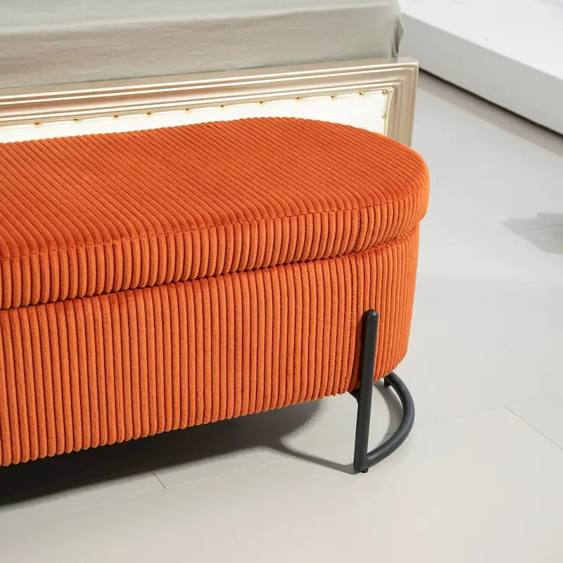 Storage Ottoman,Bedroom End Bench,Upholstered Fabric Storage Ottoman with Safety Hinge, Entryway Padded Footstool