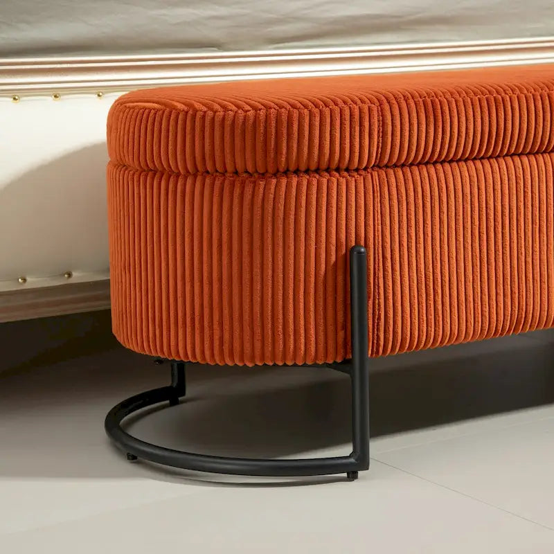 Storage Ottoman,Bedroom End Bench,Upholstered Fabric Storage Ottoman with Safety Hinge, Entryway Padded Footstool