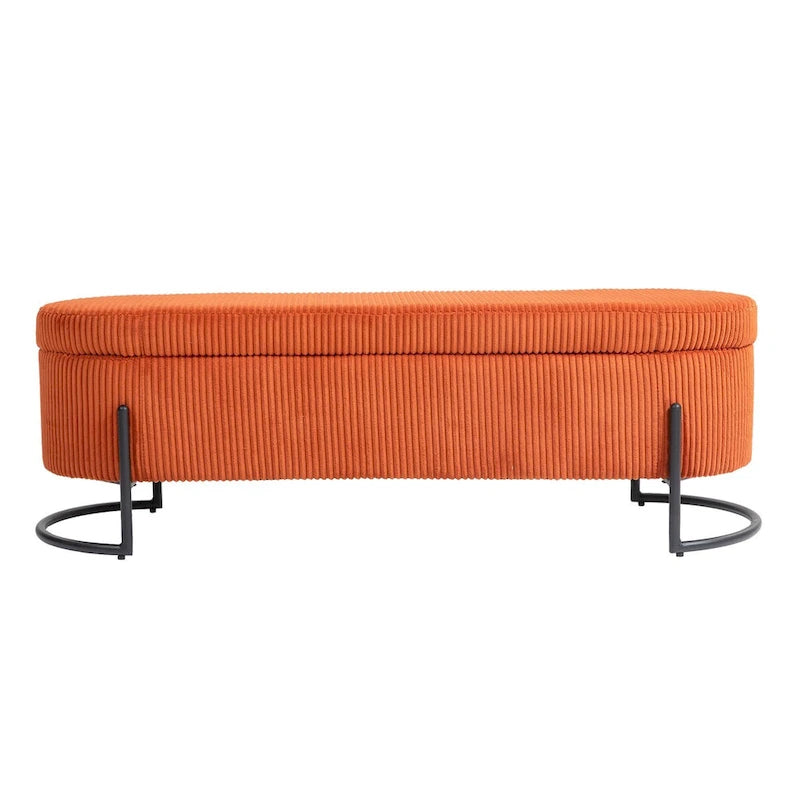 Storage Ottoman,Bedroom End Bench,Upholstered Fabric Storage Ottoman with Safety Hinge, Entryway Padded Footstool