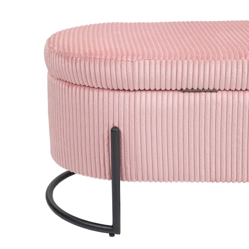 Storage Ottoman,Bedroom End Bench,Upholstered Fabric Storage Ottoman with Safety Hinge, Entryway Padded Footstool