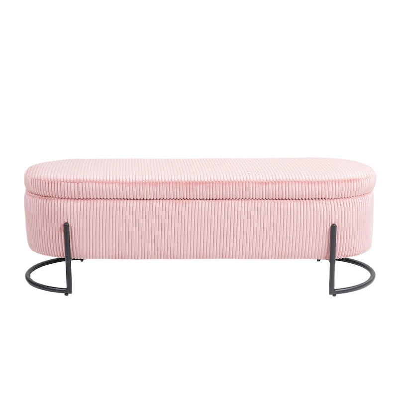 Storage Ottoman,Bedroom End Bench,Upholstered Fabric Storage Ottoman with Safety Hinge, Entryway Padded Footstool