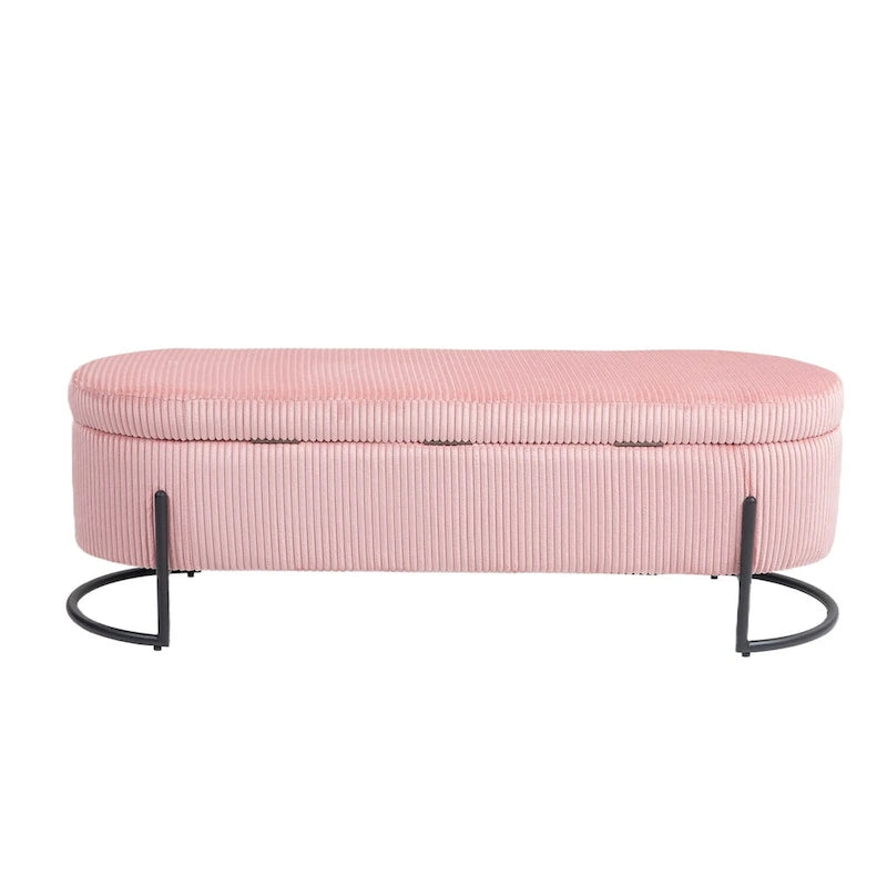 Storage Ottoman,Bedroom End Bench,Upholstered Fabric Storage Ottoman with Safety Hinge, Entryway Padded Footstool