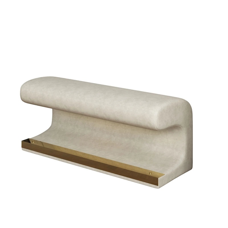 37 W Entryway Bench Leather Upholstered Ottoman with LED